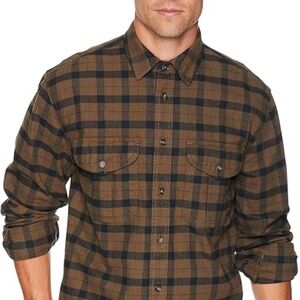 FILSON Alaskan Guide flannel shirt plaid men's size L cotton blue brown pockets